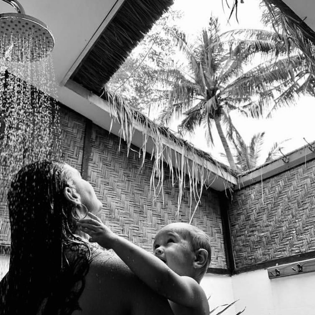 Max and Alejandra outdoor shower in Gili Air